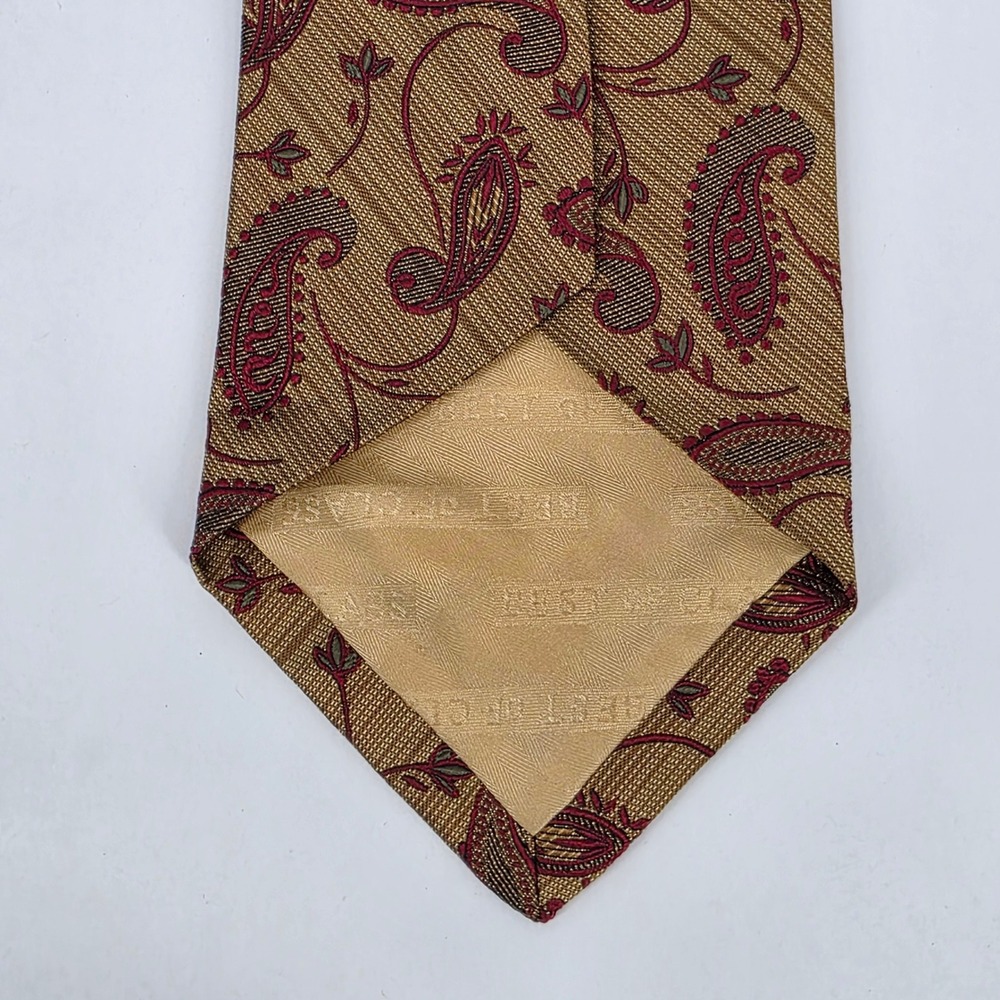 Robert Talbott Best of Class Necktie Mens Gold Paisley Silk Hand Sewn USA - Picture 4 of 6